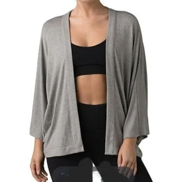 PrAna | Foundation Seabrook Wrap Open Cardigan Taupe Gray Tencel | Size Large - Picture 1 of 13